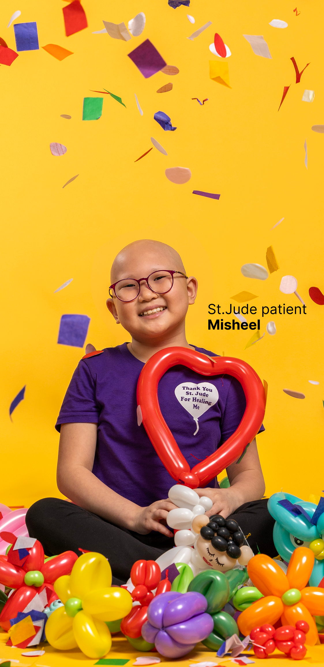 St. Jude patient Misheel with balloon art