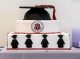 A cake with a graduation cap on top.
