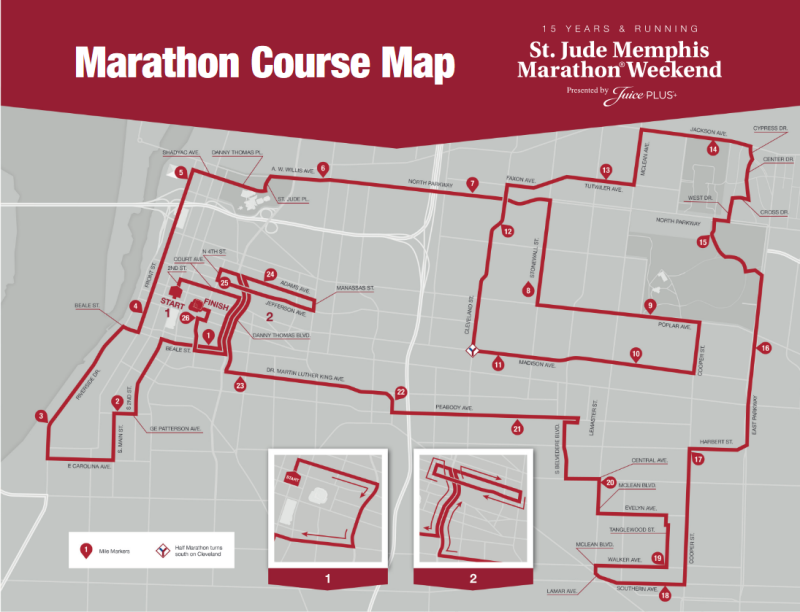 See the 2016 course maps St. Jude Memphis Marathon Weekend